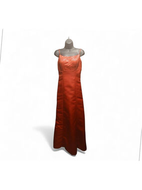 Donna Gray Women's Size 6 Formal Beaded Gown Spaghetti Strap Rust Orange (JC236)